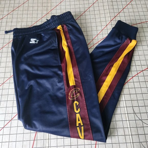 Starter Black Label Cleveland Cavaliers NBA Cavs Navy Blue Track Pants Logo L - Picture 1 of 16